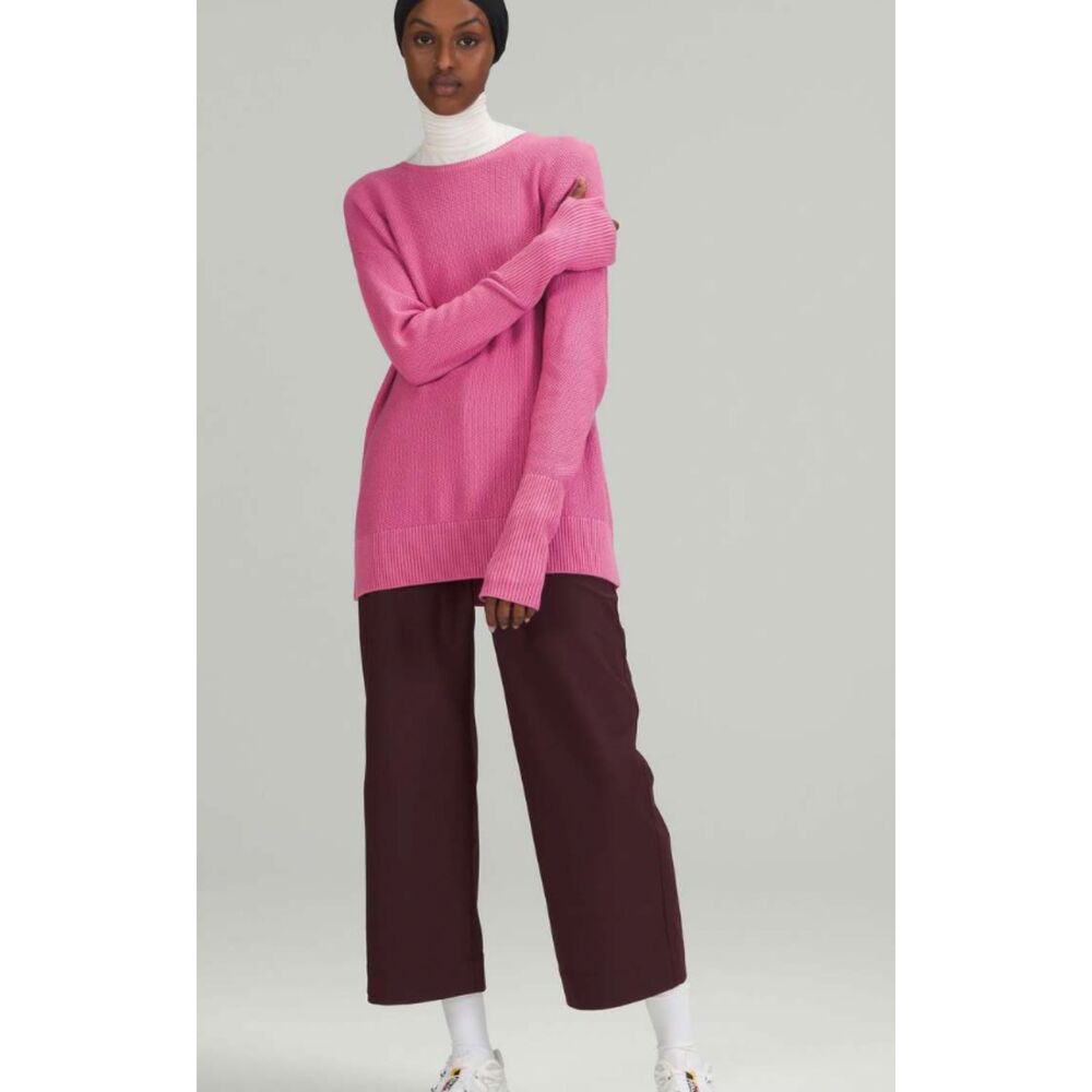 Lululemon Cashlu Cashmere Pink Crossover Back Sweater. Size 12